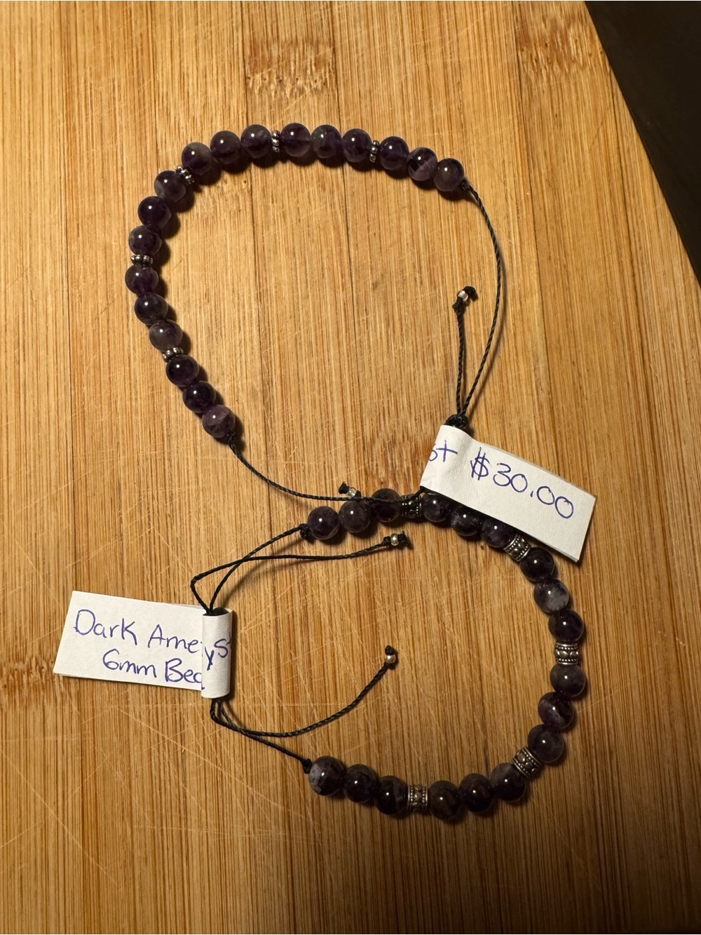 Hand Crafted Dark Amethyst Crystal Beaded Bracelet